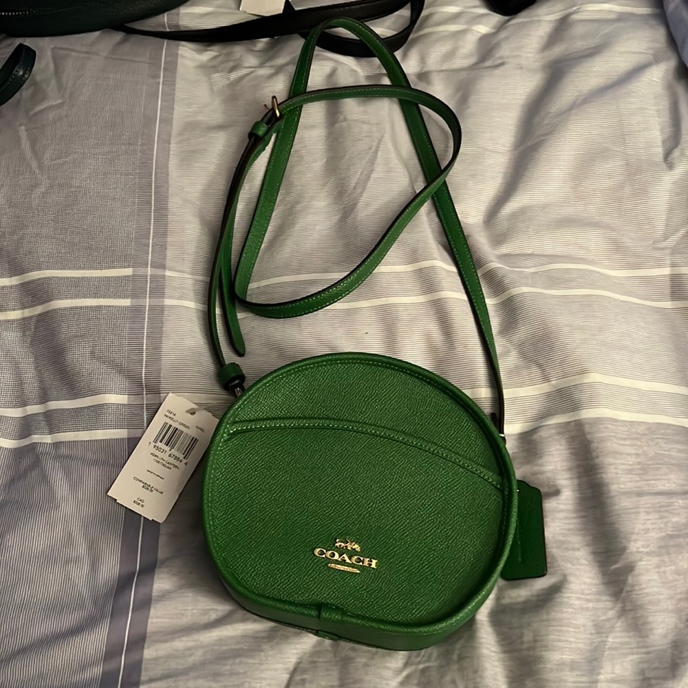 Coach Green Leather Round Crossbody Bag (Worn once)